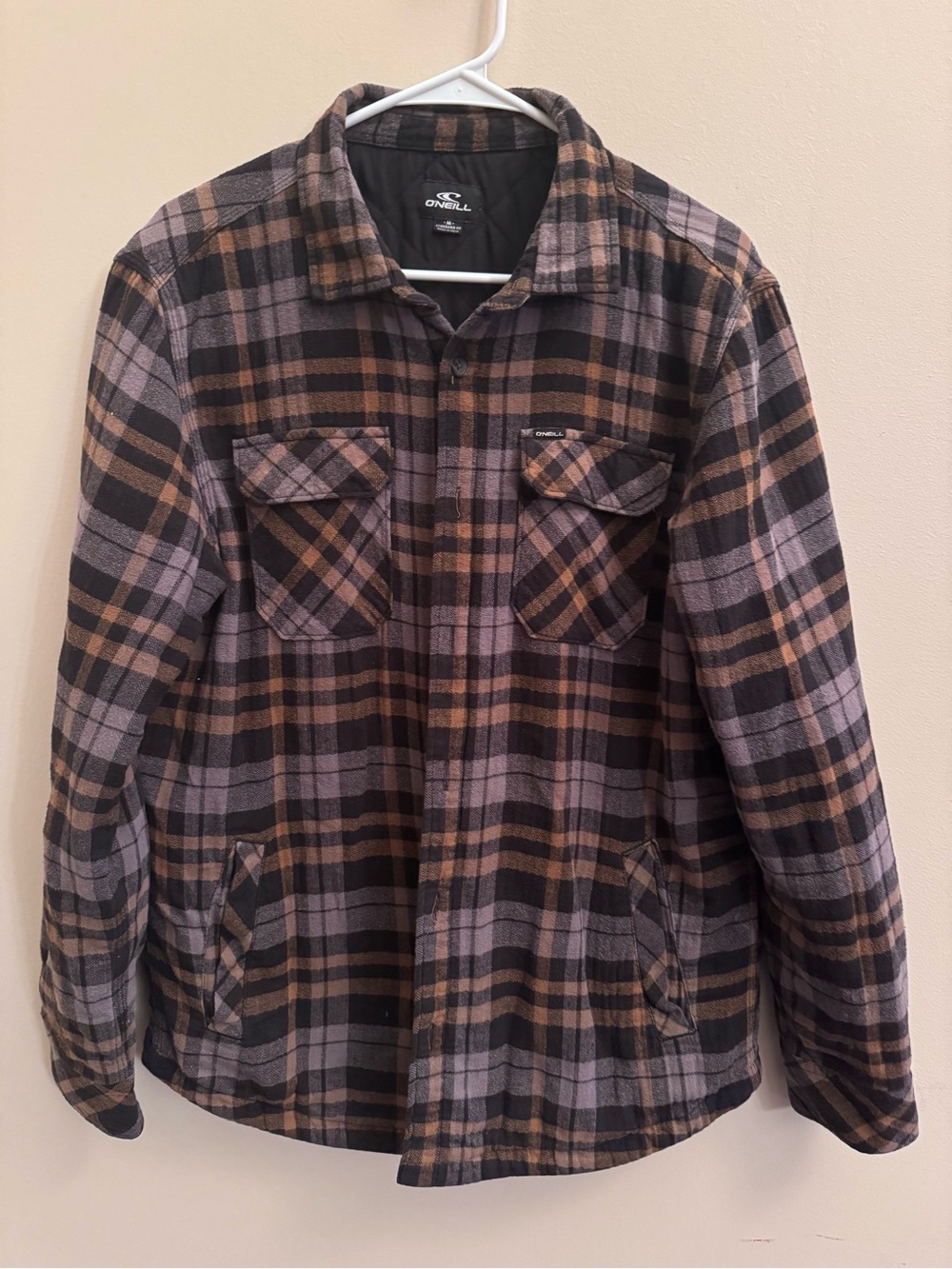 O'Neill Men's Medium Plaid Quilted Flannel Shirt Jacket Shacket Standard Fit